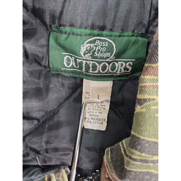 VTG Bass Pro Shops Outdoors Vertical Tiger Stripe Camo Hunting Coat Jacket Large - Picture 4 of 12